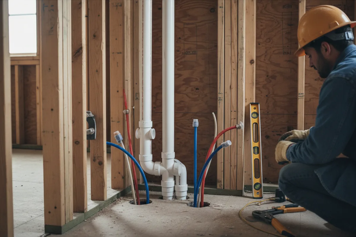 Drain and supply rough-in during Leak Detection in Stilesville
